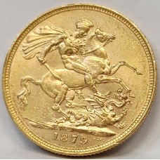 AUSTRALIA 1879 . ONE 1 SOVEREIGN . MELBOURNE . GOLD